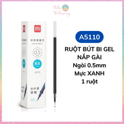[HOTIS] Ruột bút gel nắp gài ngòi kim 0.5mm Deli A5110 dành cho học sinh sinh viên nvvp