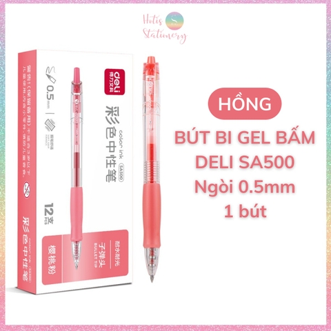 [HOTIS] 10 Màu - Bút bi gel bấm DELI SA500 ngòi 0.5mm bút gel nhiều màu trang trí