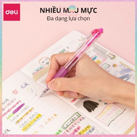 [HOTIS] 10 Màu - Bút bi gel bấm DELI SA500 ngòi 0.5mm bút gel nhiều màu trang trí