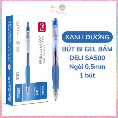 [HOTIS] 10 Màu - Bút bi gel bấm DELI SA500 ngòi 0.5mm bút gel nhiều màu trang trí