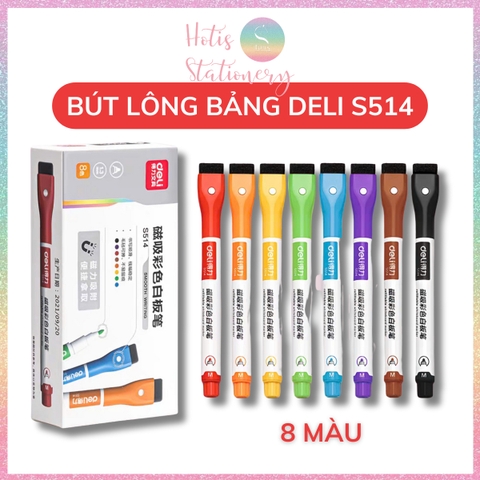 [HOTIS] Bút lông bảng Deli S514 viết trên nhiều bề mặt, nhiều màu, bút dạ viết bảng trắng 8 màu xóa được - 1 cây