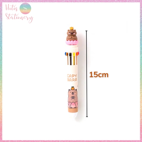 [HOTIS] Bút bi bấm 10 màu Capybara, Cá heo họa tiết hoạt hình dễ thương