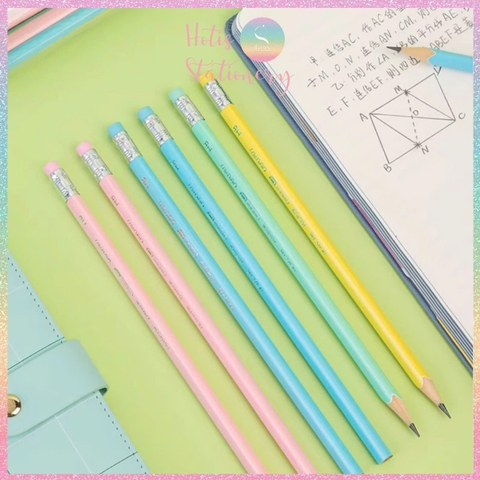 [HOTIS] Set 10 cây Bút chì gỗ 2B Deli màu pastel, chì đậm an toàn, phù hợp học sinh, sinh viên, nvvp