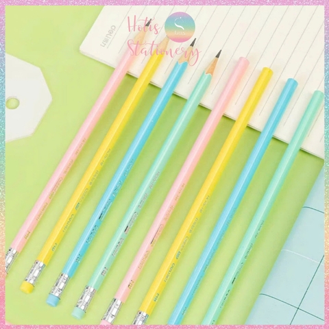 [HOTIS] Set 10 cây Bút chì gỗ 2B Deli màu pastel, chì đậm an toàn, phù hợp học sinh, sinh viên, nvvp