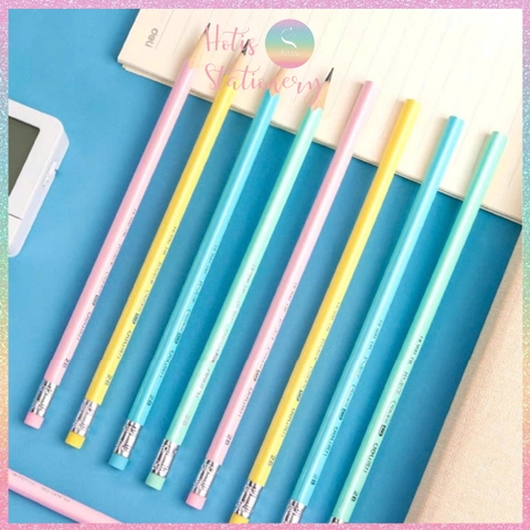 [HOTIS] Set 10 cây Bút chì gỗ 2B Deli màu pastel, chì đậm an toàn, phù hợp học sinh, sinh viên, nvvp