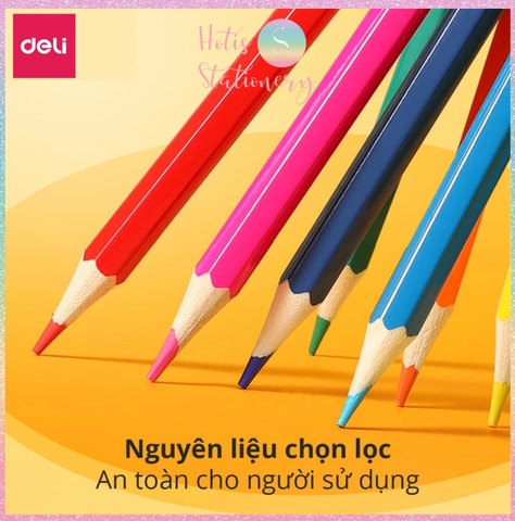 [HOTIS] Bộ 12/24/36/48 Bút chì màu gốc dầu dạng cốc DELI màu sắc tươi sáng, không dễ gãy, màu chì học sinh chuyên nghiệp