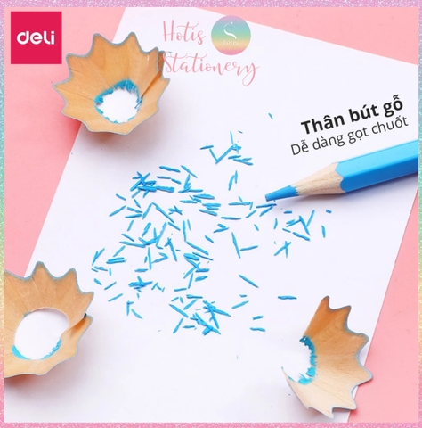 [HOTIS] Bộ 12/24/36/48 Bút chì màu gốc dầu dạng cốc DELI màu sắc tươi sáng, không dễ gãy, màu chì học sinh chuyên nghiệp