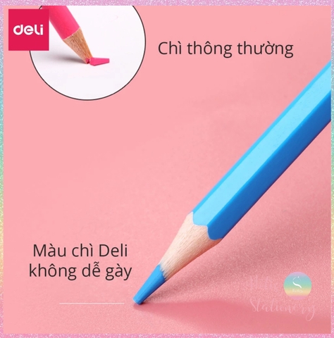 [HOTIS] Bộ 12/24/36/48 Bút chì màu gốc dầu dạng cốc DELI màu sắc tươi sáng, không dễ gãy, màu chì học sinh chuyên nghiệp