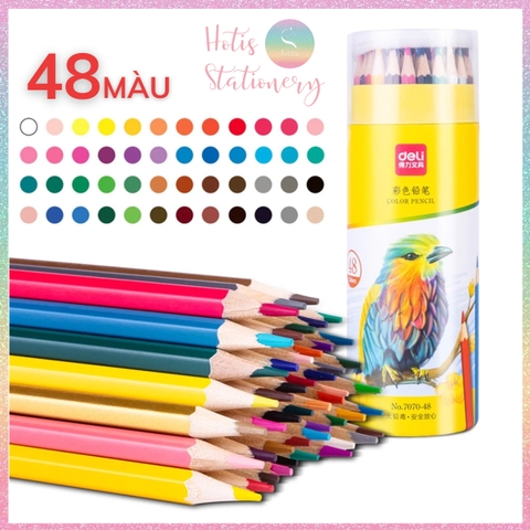 [HOTIS] Bộ 12/24/36/48 Bút chì màu gốc dầu dạng cốc DELI màu sắc tươi sáng, không dễ gãy, màu chì học sinh chuyên nghiệp