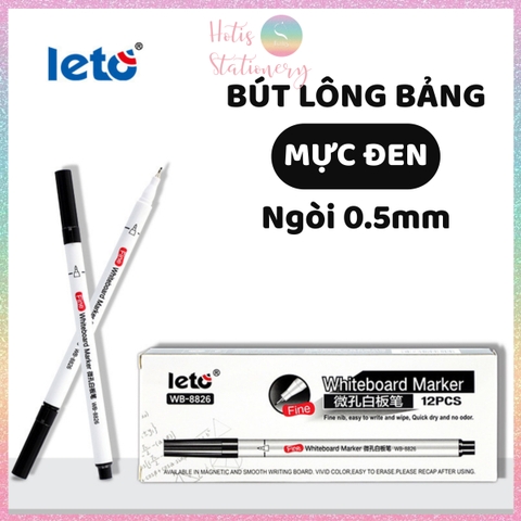 [HOTIS] Bút lông bảng Leto ngòi nhỏ 0.5mm WB-8826 - Mực gốc nước, nhanh khô, xóa được, viết bảng trắng