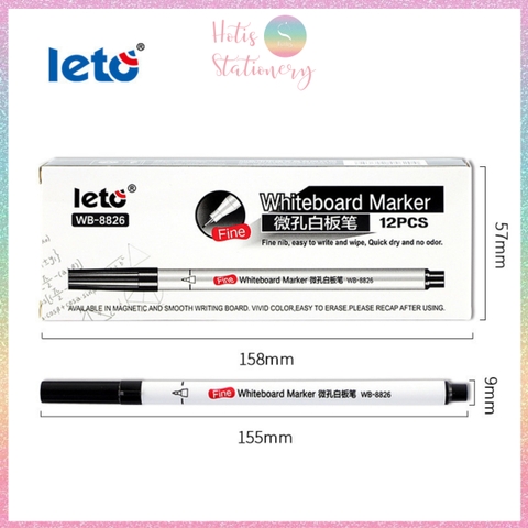 [HOTIS] Bút lông bảng Leto ngòi nhỏ 0.5mm WB-8826 - Mực gốc nước, nhanh khô, xóa được, viết bảng trắng