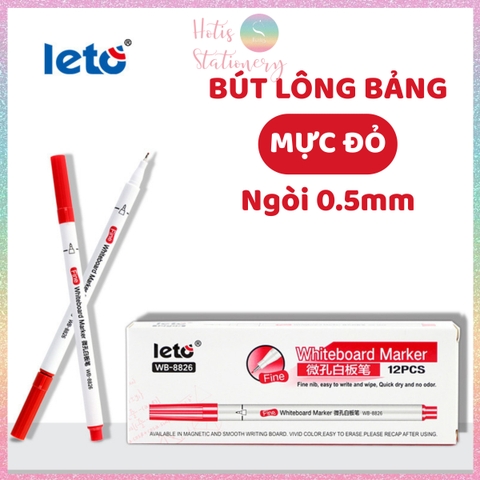 [HOTIS] Bút lông bảng Leto ngòi nhỏ 0.5mm WB-8826 - Mực gốc nước, nhanh khô, xóa được, viết bảng trắng