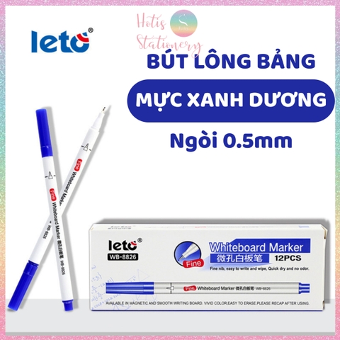 [HOTIS] Bút lông bảng Leto ngòi nhỏ 0.5mm WB-8826 - Mực gốc nước, nhanh khô, xóa được, viết bảng trắng