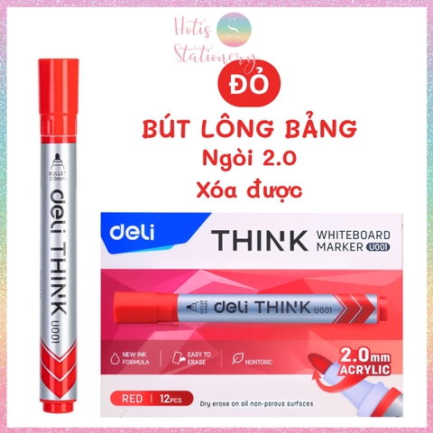 [HOTIS] Bút lông bảng bút dạ viết bảng trắng xóa được Deli mực xanh đen đỏ tiện dụng an toàn không độc hại