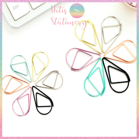 [HOTIS] Set 50/ 100 cái kẹp giấy kim loại hình giọt nước 7 màu trang trí thiệp cưới, kẹp giấy note