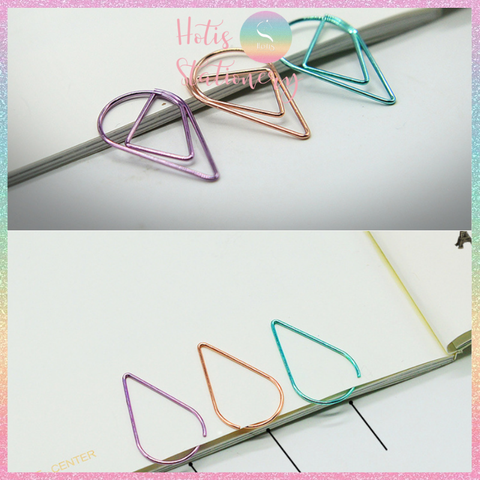[HOTIS] Set 50/ 100 cái kẹp giấy kim loại hình giọt nước 7 màu trang trí thiệp cưới, kẹp giấy note