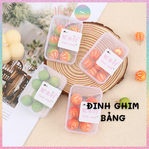 [HOTIS] Đinh ghim bảng gỗ bần hình trái tắc - 4 mẫu siêu dễ thương