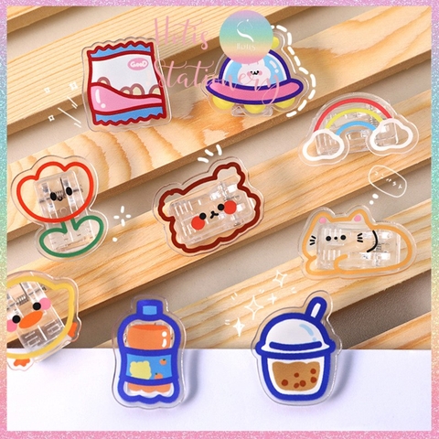 [HOTIS] Kẹp giấy acrylic trong suốt in hình hoạt hình, hình thú, đồ ăn
