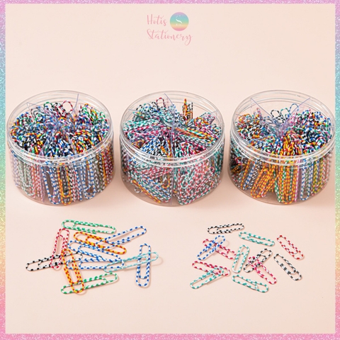 [HOTIS] Kẹp giấy Paperclip sọc vằn, màu trơn, mix màu- KT 28mm, 50mm