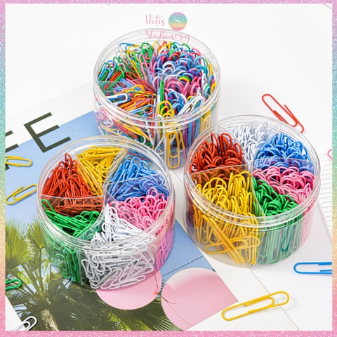 [HOTIS] Kẹp giấy Paperclip sọc vằn, màu trơn, mix màu- KT 28mm, 50mm