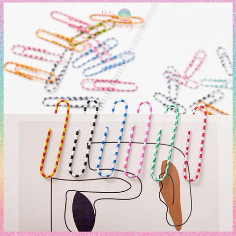 [HOTIS] Kẹp giấy Paperclip sọc vằn, màu trơn, mix màu- KT 28mm, 50mm