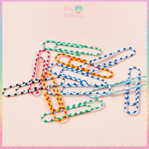 [HOTIS] Kẹp giấy Paperclip sọc vằn, màu trơn, mix màu- KT 28mm, 50mm
