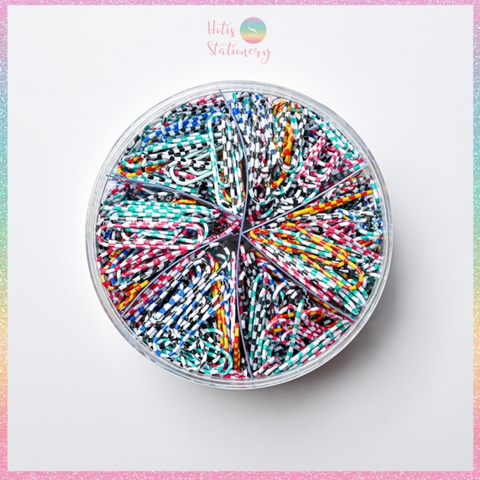 [HOTIS] Kẹp giấy Paperclip sọc vằn, màu trơn, mix màu- KT 28mm, 50mm