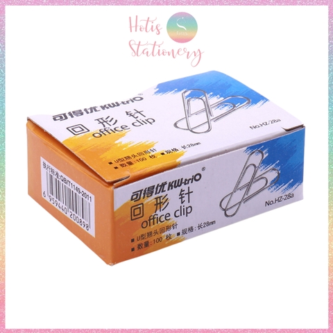 Hộp 100 Kẹp giấy KW-triO, kẹp giấy đầu cong chữ U, kẹp tài liệu, đề cương, văn bản