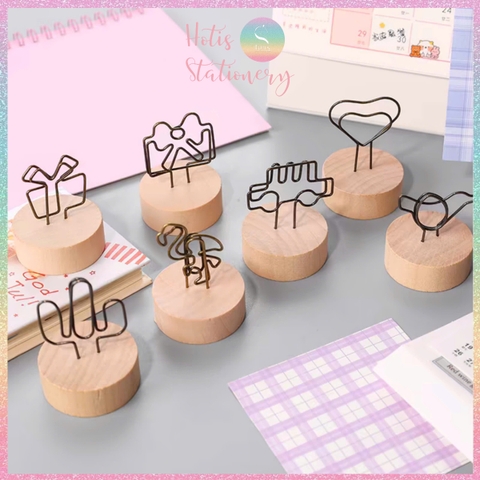 [HOTIS] Kẹp gỗ để bàn, kẹp ảnh đế gỗ, kẹp giấy ghi chú, trang trí decor bàn