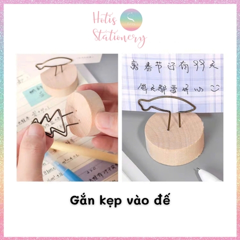[HOTIS] Kẹp gỗ để bàn, kẹp ảnh đế gỗ, kẹp giấy ghi chú, trang trí decor bàn