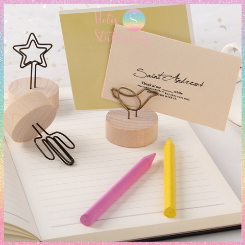 [HOTIS] Kẹp gỗ để bàn, kẹp ảnh đế gỗ, kẹp giấy ghi chú, trang trí decor bàn