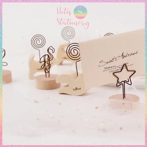 [HOTIS] Kẹp gỗ để bàn, kẹp ảnh đế gỗ, kẹp giấy ghi chú, trang trí decor bàn