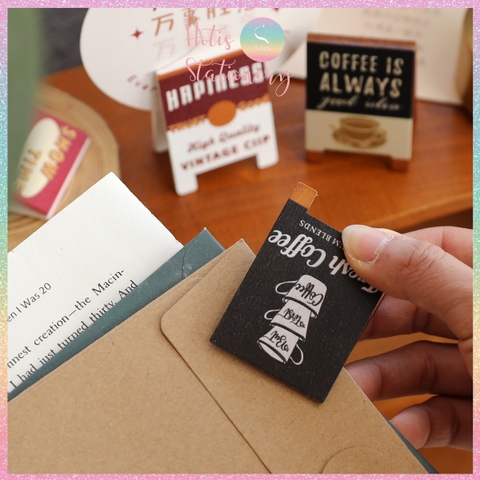 [HOTIS] Kẹp gỗ để bàn Coffee Beer kẹp ảnh đế gỗ, kẹp giấy ghi chú, trang trí decor bàn