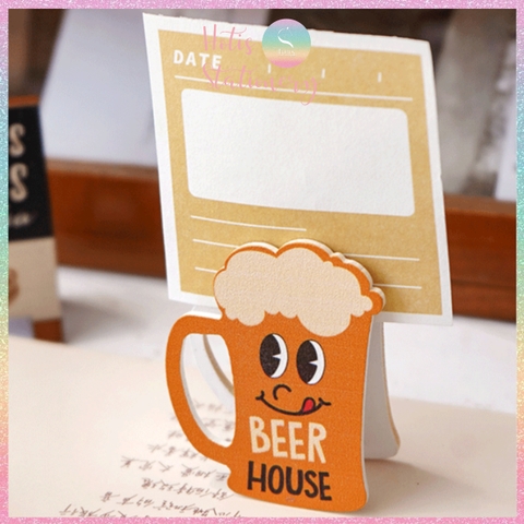 [HOTIS] Kẹp gỗ để bàn Coffee Beer kẹp ảnh đế gỗ, kẹp giấy ghi chú, trang trí decor bàn