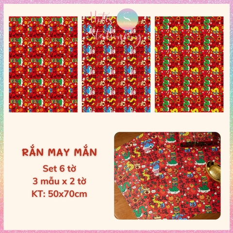 [HOTIS] Set 6 tờ Giấy gói quà Tết Rắn Ất Tỵ, giấy gói quà cao cấp, khổ lớn - KT 50x70cm
