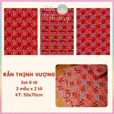 [HOTIS] Set 6 tờ Giấy gói quà Tết Rắn Ất Tỵ, giấy gói quà cao cấp, khổ lớn - KT 50x70cm