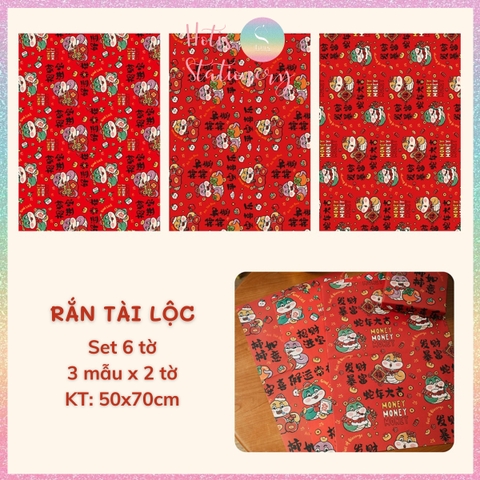 [HOTIS] Set 6 tờ Giấy gói quà Tết Rắn Ất Tỵ, giấy gói quà cao cấp, khổ lớn - KT 50x70cm
