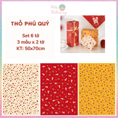 [HOTIS] Set 6 tờ Giấy gói quà Tết Rắn Ất Tỵ, giấy gói quà cao cấp, khổ lớn - KT 50x70cm