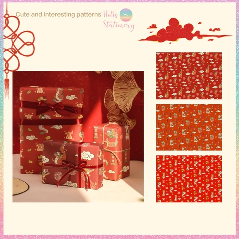 [HOTIS] Set 6 tờ Giấy gói quà Tết Rắn Ất Tỵ, giấy gói quà cao cấp, khổ lớn - KT 50x70cm