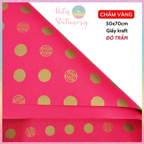 [HOTIS] Set 5 tờ Giấy gói quà Tết màu đỏ may mắn, họa tiết ánh kim mang lại tài lộc, thịnh vượng - KT 52x72cm