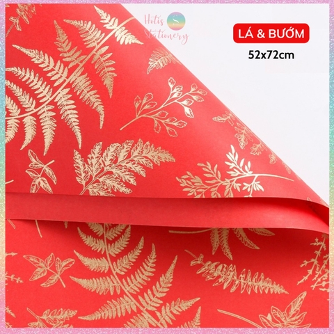 [HOTIS] Set 5 tờ Giấy gói quà Tết màu đỏ may mắn, họa tiết ánh kim mang lại tài lộc, thịnh vượng - KT 52x72cm