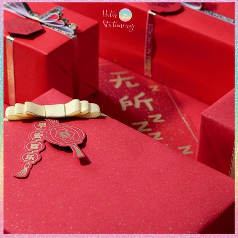 [HOTIS] Set 5 tờ Giấy gói quà Tết màu đỏ may mắn, họa tiết ánh kim mang lại tài lộc, thịnh vượng - KT 52x72cm