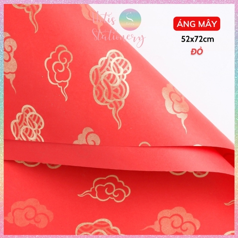 [HOTIS] Set 5 tờ Giấy gói quà Tết màu đỏ may mắn, họa tiết ánh kim mang lại tài lộc, thịnh vượng - KT 52x72cm