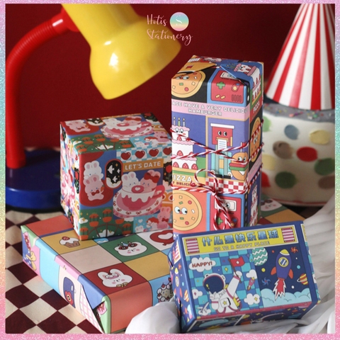 [HOTIS] Set 6 tờ Giấy gói quà tặng Sinh Nhật, giấy bao tập vở, giấy gói quà cao cấp, khổ lớn - KT 50x70cm