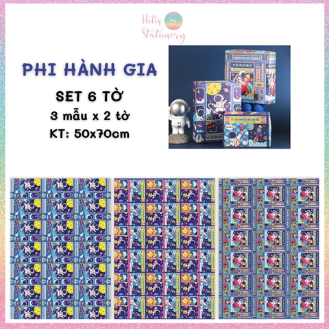 [HOTIS] Set 6 tờ Giấy gói quà tặng Sinh Nhật, giấy bao tập vở, giấy gói quà cao cấp, khổ lớn - KT 50x70cm