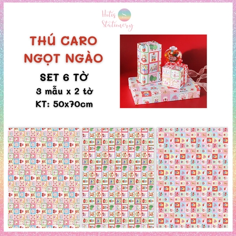 [HOTIS] Set 6 tờ Giấy gói quà tặng Sinh Nhật, giấy bao tập vở, giấy gói quà cao cấp, khổ lớn - KT 50x70cm