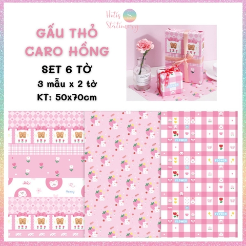 [HOTIS] Set 6 tờ Giấy gói quà tặng Sinh Nhật, giấy bao tập vở, giấy gói quà cao cấp, khổ lớn - KT 50x70cm