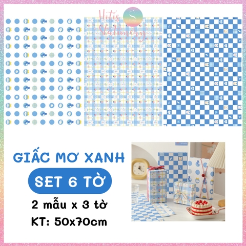 [HOTIS] Set 6 tờ Giấy gói quà tặng Sinh Nhật, giấy bao tập vở, giấy gói quà cao cấp, khổ lớn - KT 50x70cm