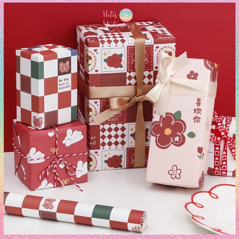 [HOTIS] Set 6 tờ Giấy gói quà tặng Sinh Nhật, giấy bao tập vở, giấy gói quà cao cấp, khổ lớn - KT 50x70cm