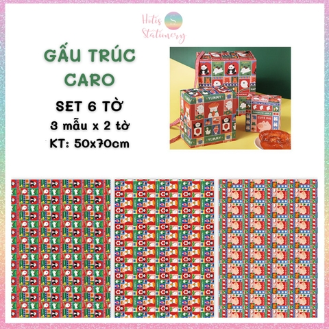 [HOTIS] Set 6 tờ Giấy gói quà tặng Sinh Nhật, giấy bao tập vở, giấy gói quà cao cấp, khổ lớn - KT 50x70cm